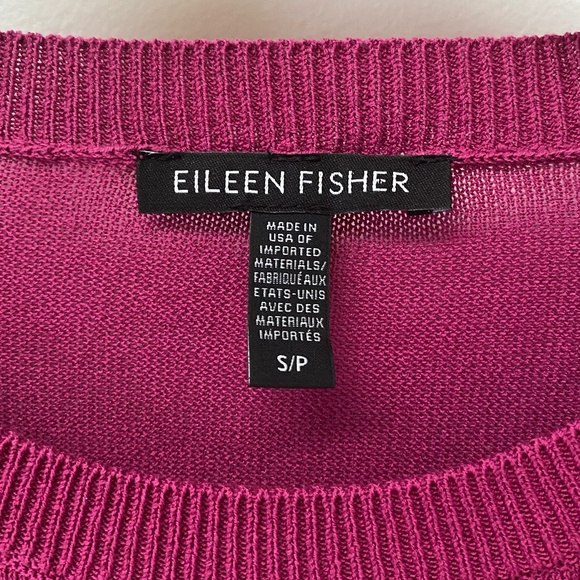 Eileen Fisher Lightweight Tencel Nylon Long Sleeves Magenta Sweater Blouse S/P - Picture 2 of 7